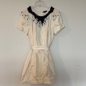 Castle Starr Ivory Silk Mini Dress with Beading and Embroidery